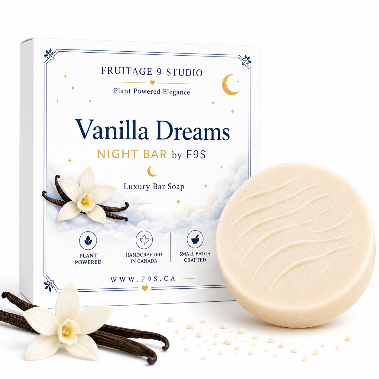 Vanilla Dreams Night Bar by F9S Luxury Plant Based Creamy Soap 2 for $15 Fruitage 9 Studio