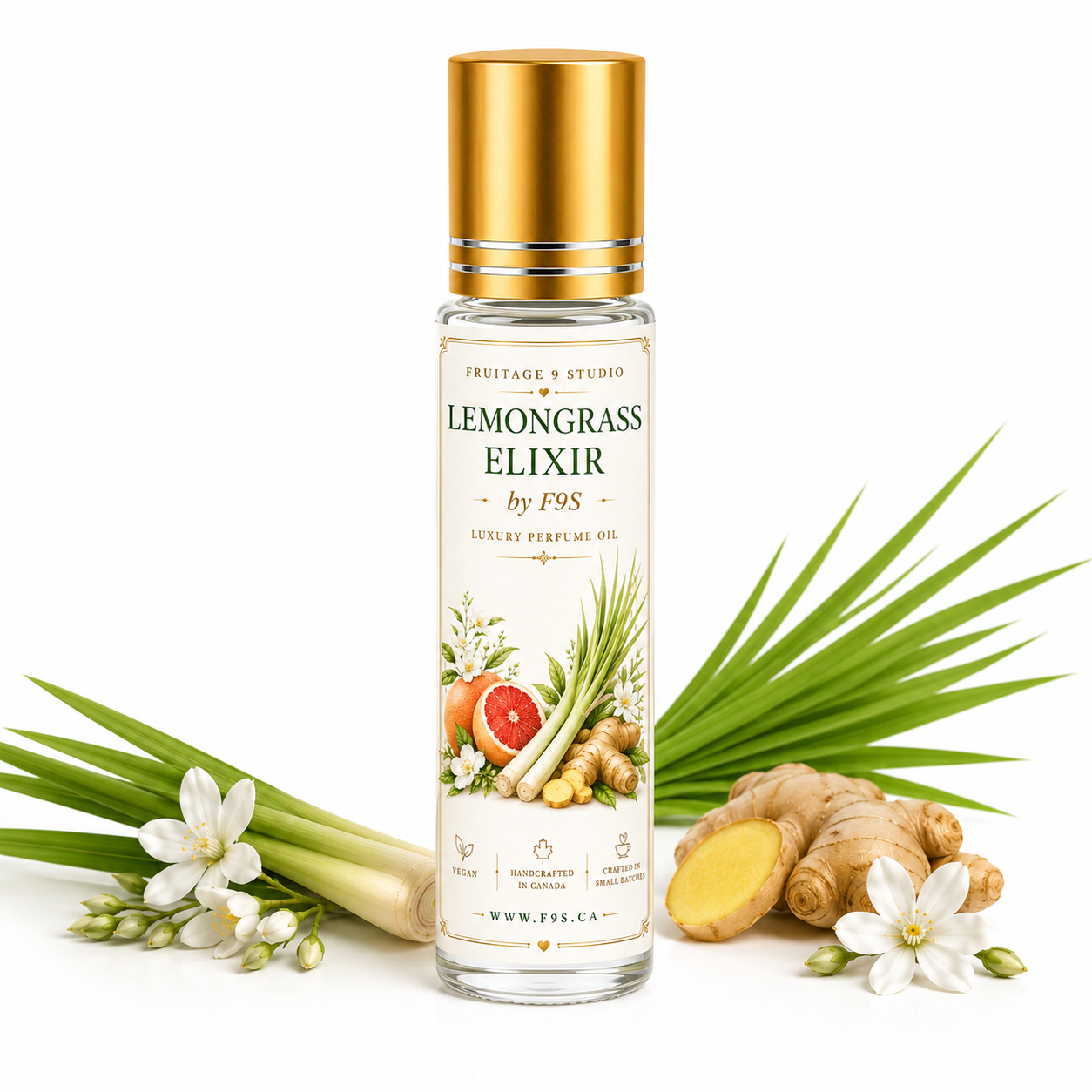Lemongrass Elixir by f9s Luxury Perfume Roller Oil Fruitage 9 Studio