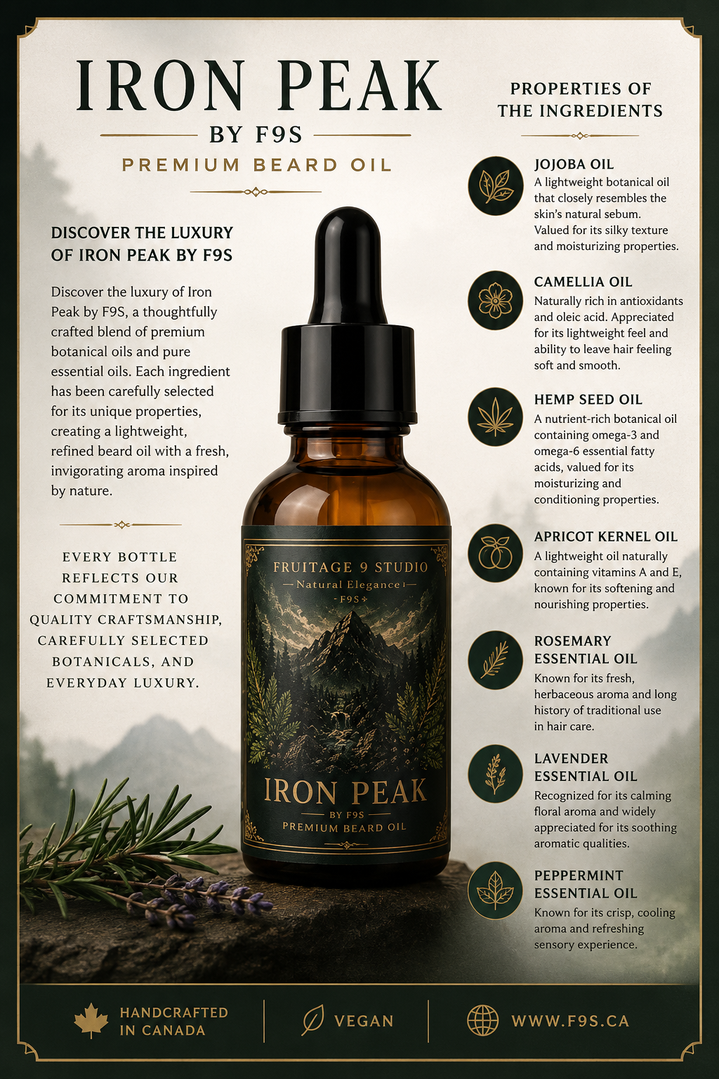 Iron Peak by f9s premium beard oil 30ml / 1 oz  Fruitage 9 Studio