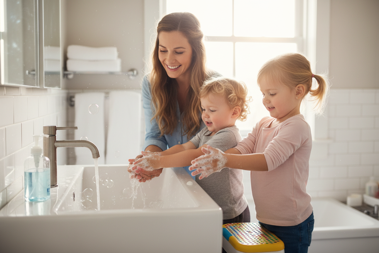 make this for kids washing their hands and their mom helping them similar to the one I selected